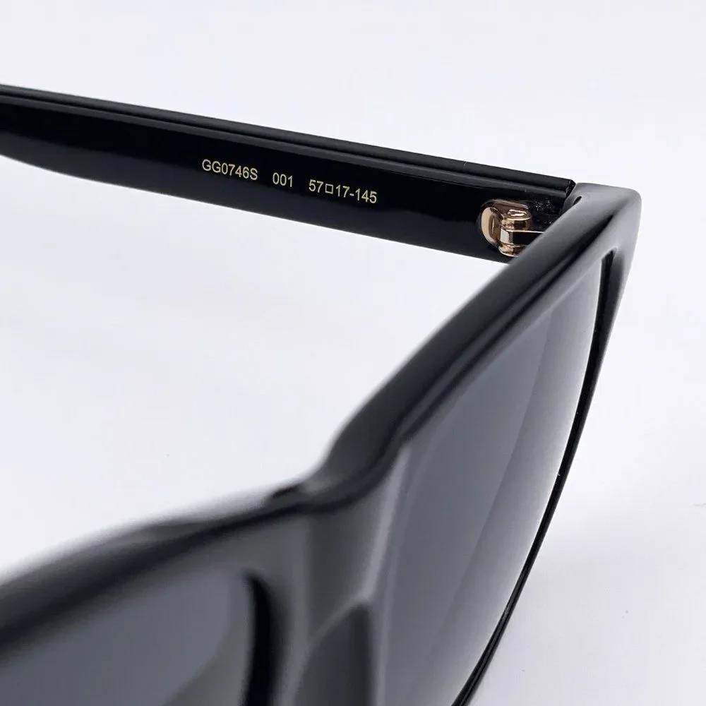 NEW GUCCI GG0746S 001 Black Grey Square Unisex Sunglasses